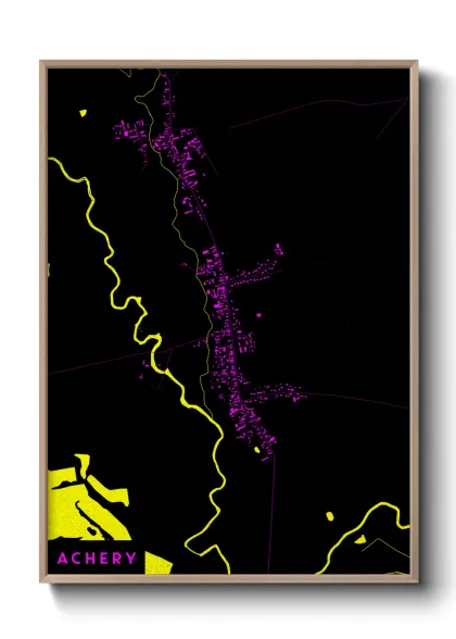 Une affiche de carte sur Achery