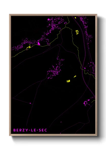 Une affiche de carte sur Berzy-le-Sec