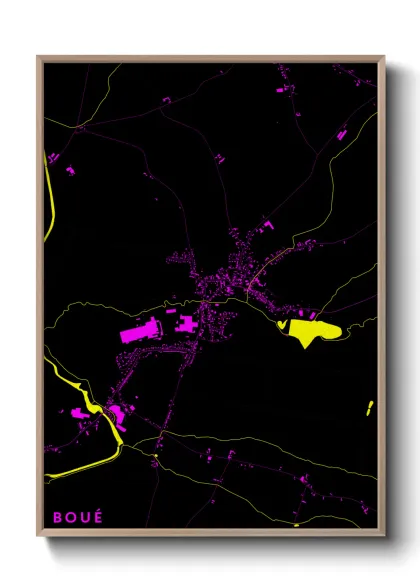 Une affiche de carte sur Boué