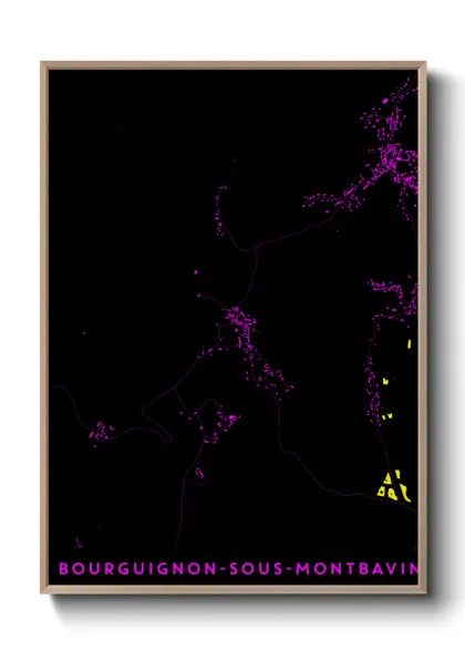 Une affiche de carte sur Bourguignon-sous-Montbavin