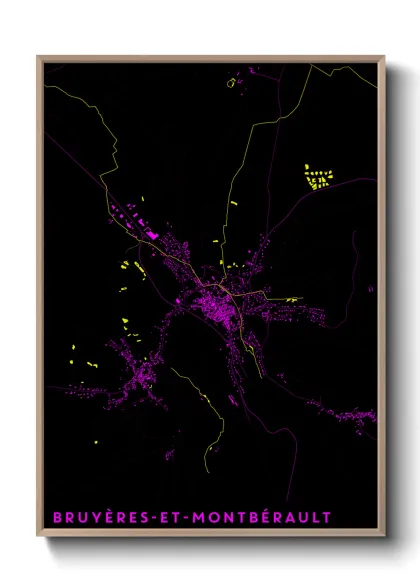 Une affiche de carte sur Bruyères-et-Montbérault