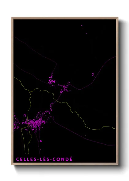 Une affiche de carte sur Celles-lès-Condé