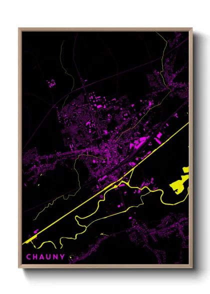 Une affiche de carte sur Chauny