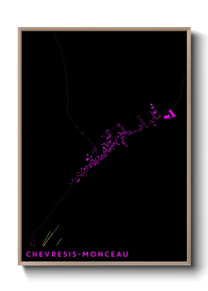 Une affiche de carte sur Chevresis-Monceau