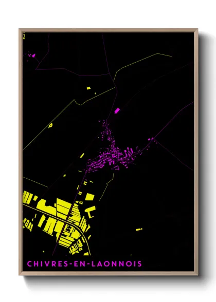 Une affiche de carte sur Chivres-en-Laonnois