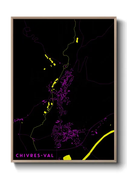 Une affiche de carte sur Chivres-Val