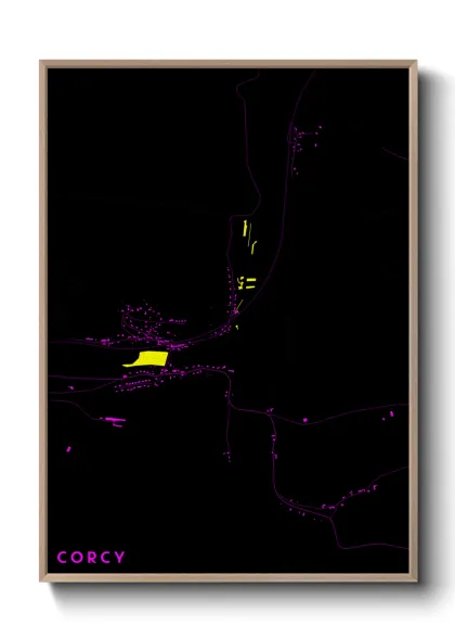 Une affiche de carte sur Corcy