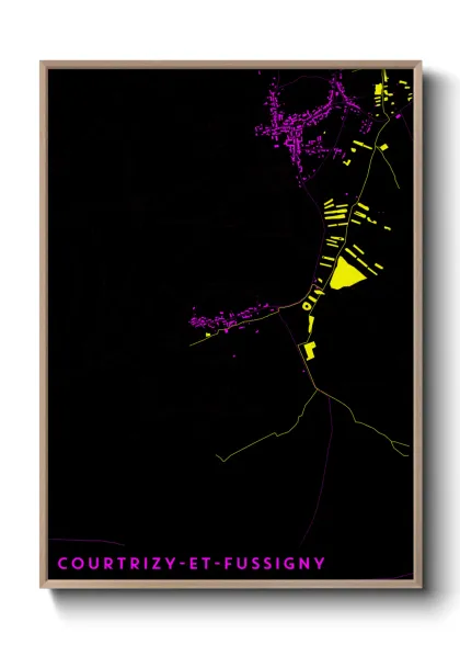 Une affiche de carte sur Courtrizy-et-Fussigny