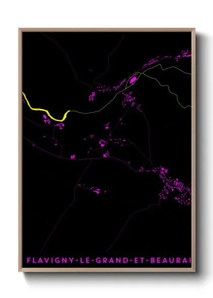 Une affiche de carte sur Flavigny-le-Grand-et-Beaurain