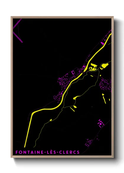 Une affiche de carte sur Fontaine-lès-Clercs