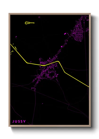 Une affiche de carte sur Jussy