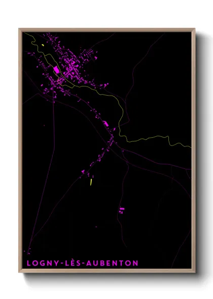 Une affiche de carte sur Logny-lès-Aubenton