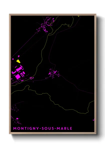 Une affiche de carte sur Montigny-sous-Marle