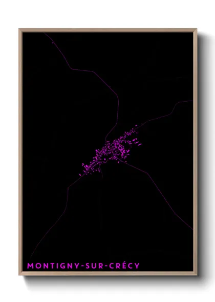 Une affiche de carte sur Montigny-sur-Crécy