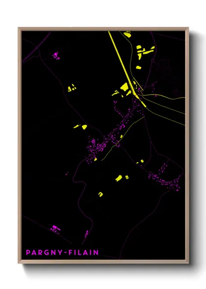 Une affiche de carte sur Pargny-Filain