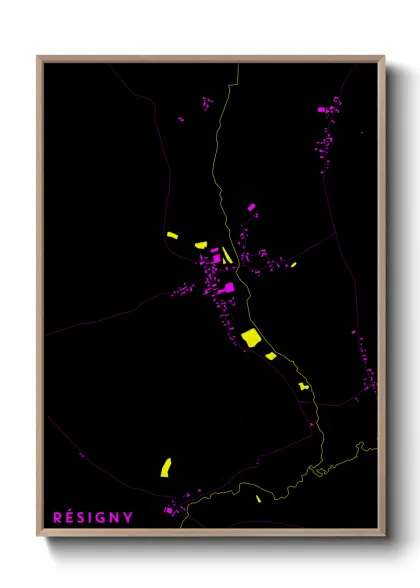 Une affiche de carte sur Résigny