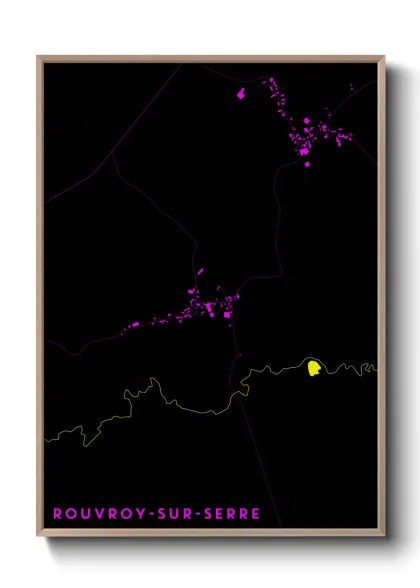 Une affiche de carte sur Rouvroy-sur-Serre