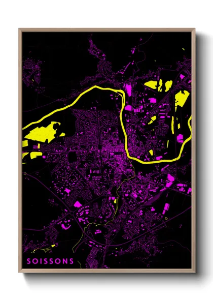 Une affiche de carte sur Soissons