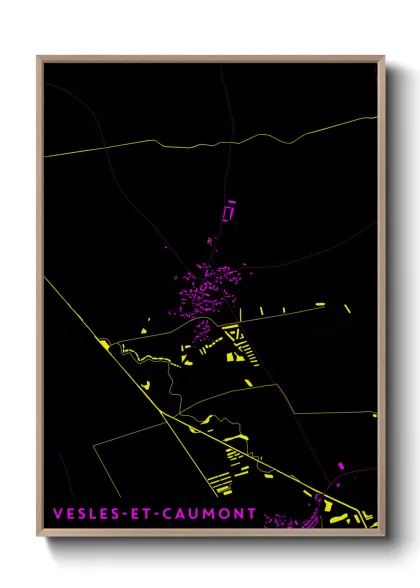 Une affiche de carte sur Vesles-et-Caumont