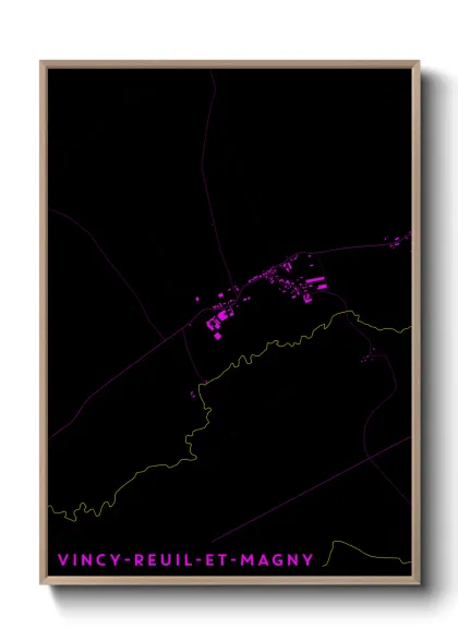 Une affiche de carte sur Vincy-Reuil-et-Magny