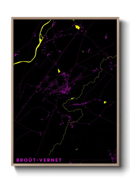 Une affiche de carte sur Broût-Vernet