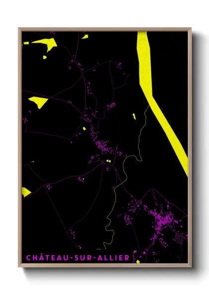 Une affiche de carte sur Château-sur-Allier