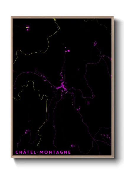 Une affiche de carte sur Châtel-Montagne