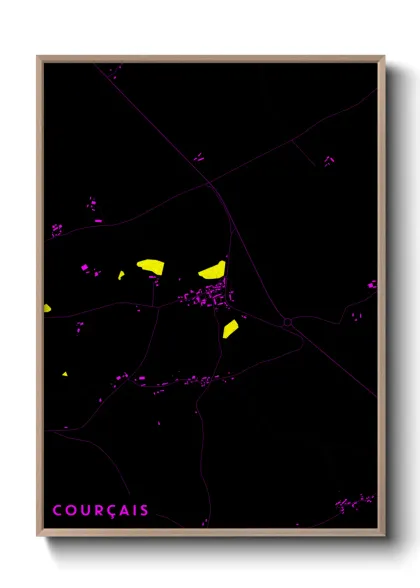 Une affiche de carte sur Courçais