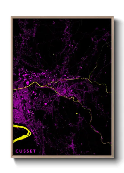 Une affiche de carte sur Cusset