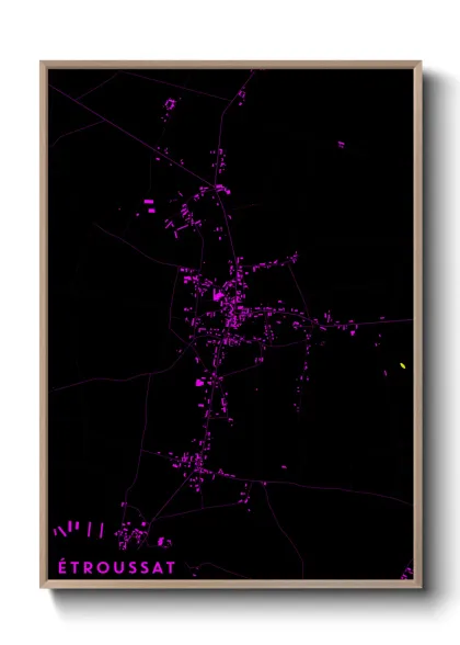 Une affiche de carte sur Étroussat