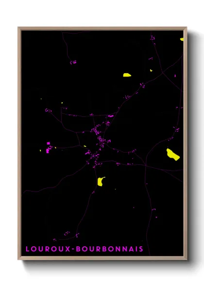 Une affiche de carte sur Louroux-Bourbonnais