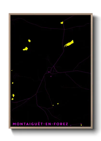 Une affiche de carte sur Montaiguët-en-Forez