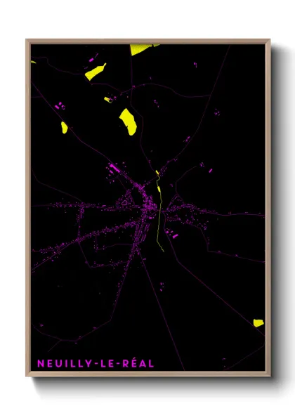 Une affiche de carte sur Neuilly-le-Réal