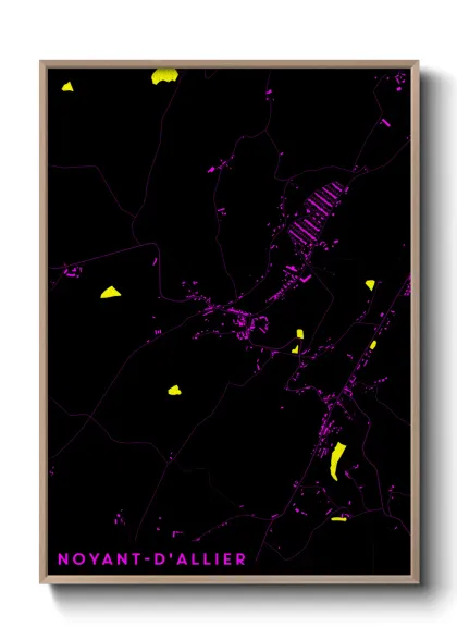 Une affiche de carte sur Noyant-d'Allier
