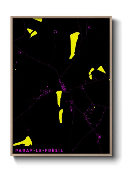 Une affiche de carte sur Paray-le-Frésil