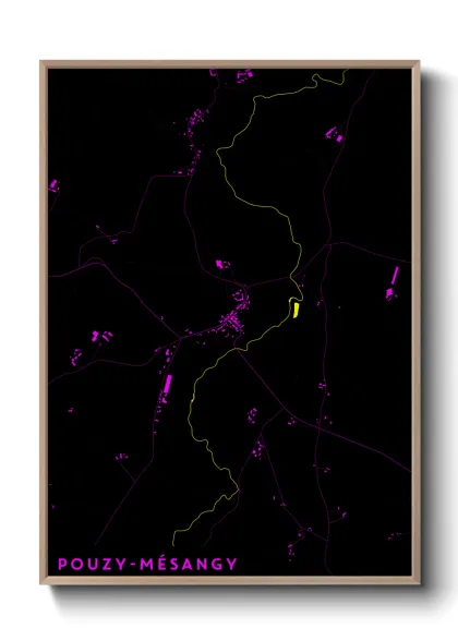 Une affiche de carte sur Pouzy-Mésangy