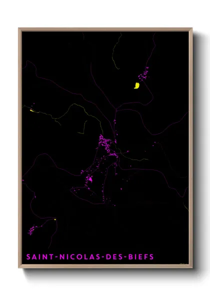 Une affiche de carte sur Saint-Nicolas-des-Biefs