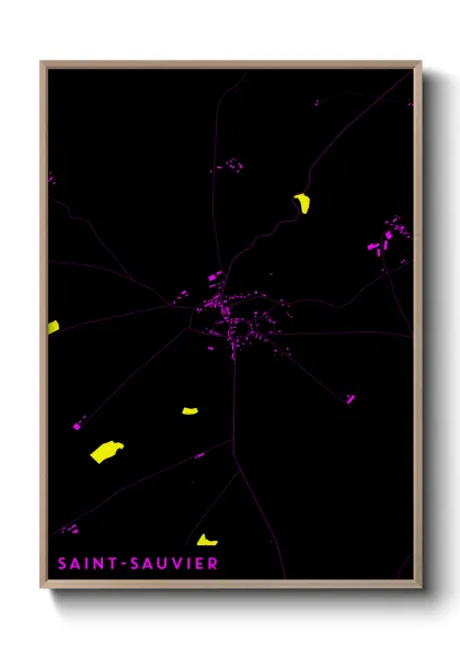 Une affiche de carte sur Saint-Sauvier