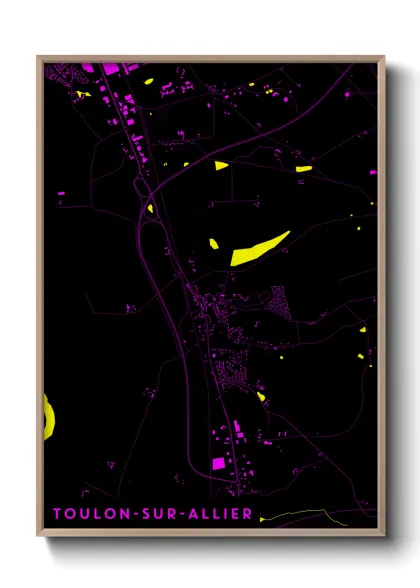 Une affiche de carte sur Toulon-sur-Allier