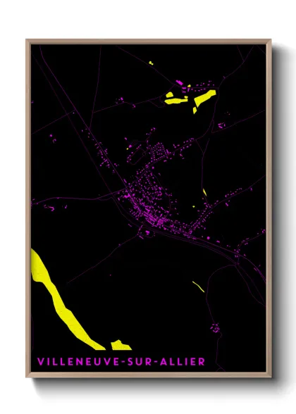 Une affiche de carte sur Villeneuve-sur-Allier