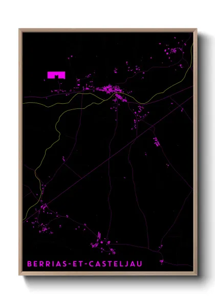 Une affiche de carte sur Berrias-et-Casteljau