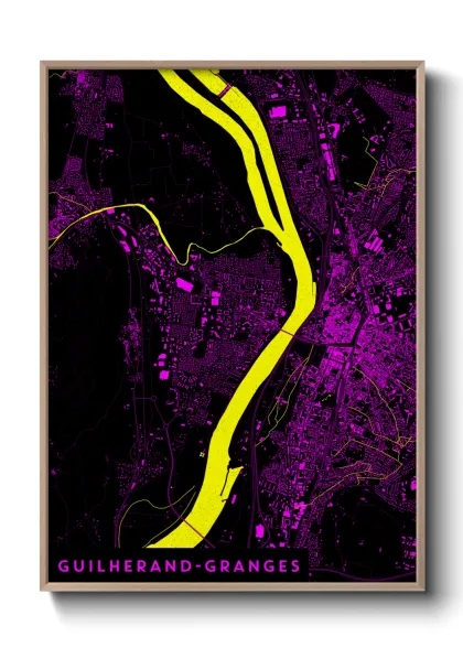 Une affiche de carte sur Guilherand-Granges