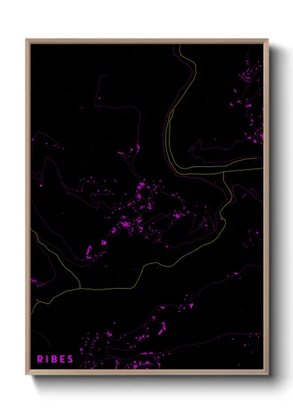 Une affiche de carte sur Ribes