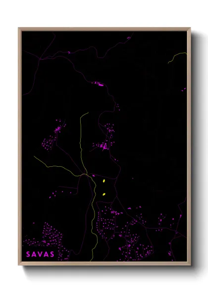 Une affiche de carte sur Savas