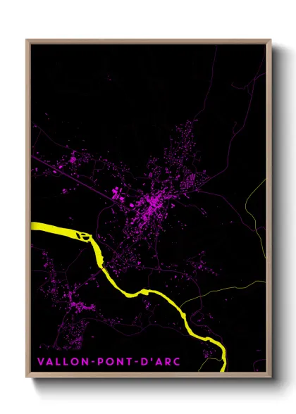 Une affiche de carte sur Vallon-Pont-d'Arc