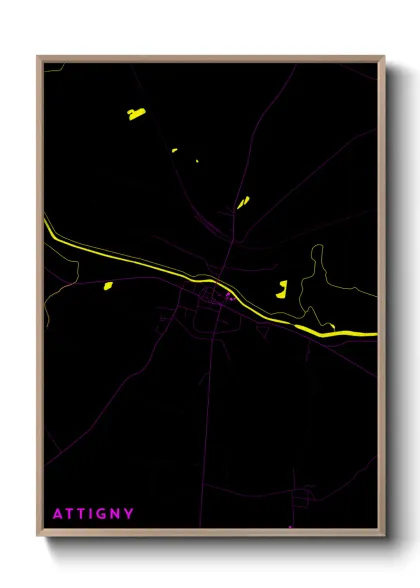 Une affiche de carte sur Attigny