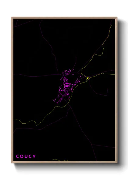 Une affiche de carte sur Coucy