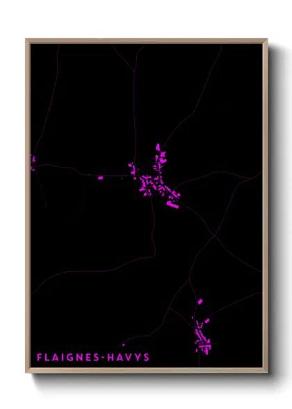 Une affiche de carte sur Flaignes-Havys