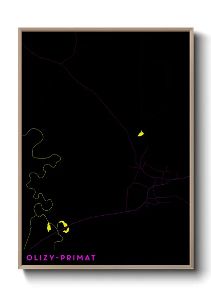 Une affiche de carte sur Olizy-Primat