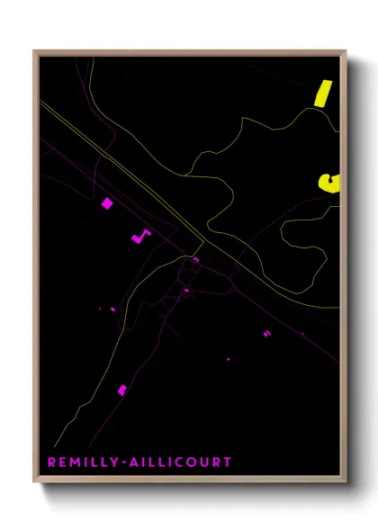 Une affiche de carte sur Remilly-Aillicourt